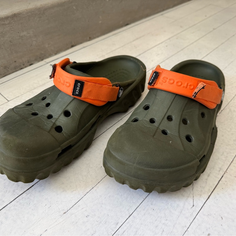 Crocs Green and Orange Clogs